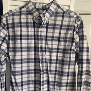 Large Blue and White Plaid American Eagle Button Down Shirt
